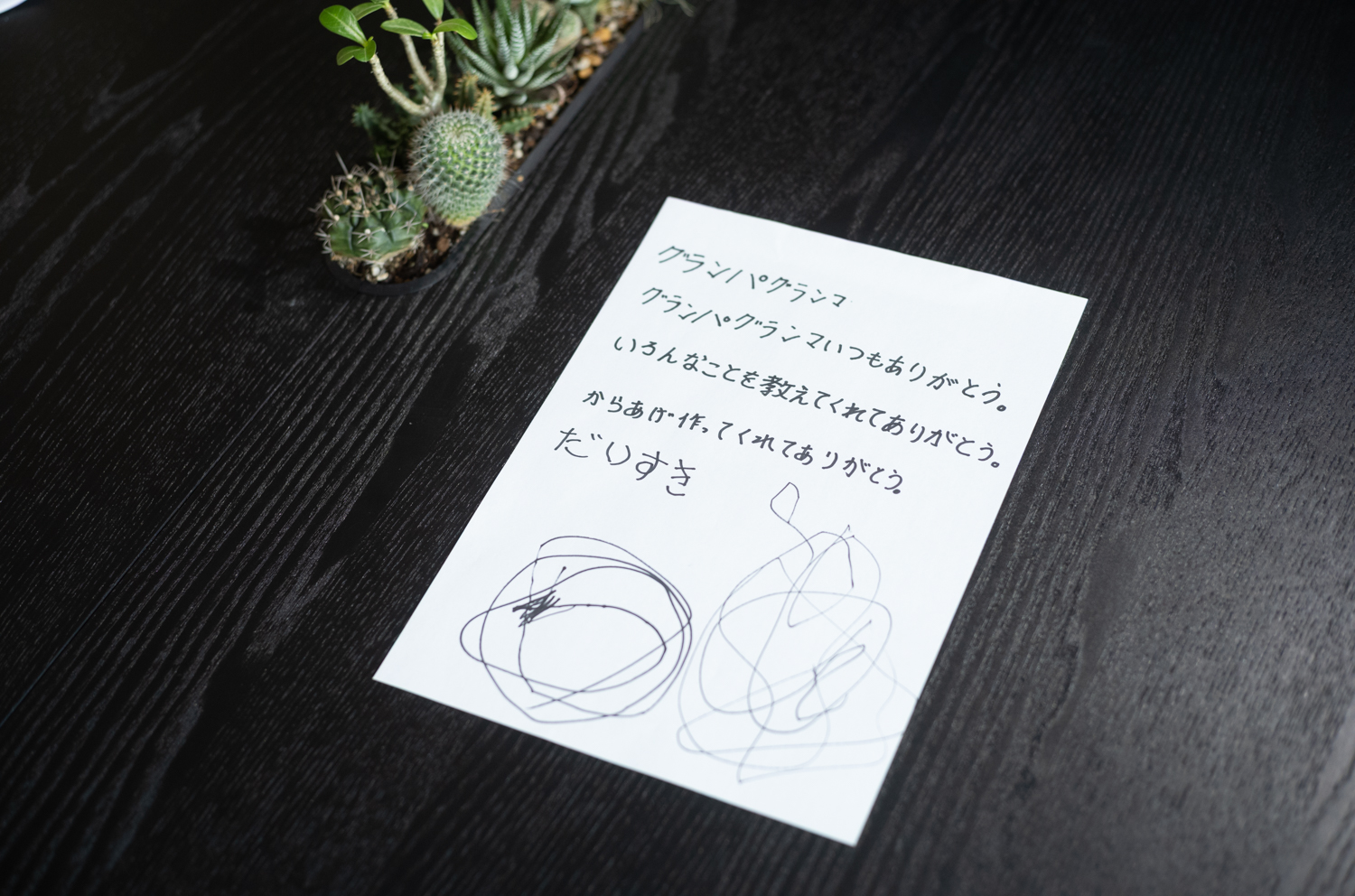 孫たちがフォトレターを書いている様子